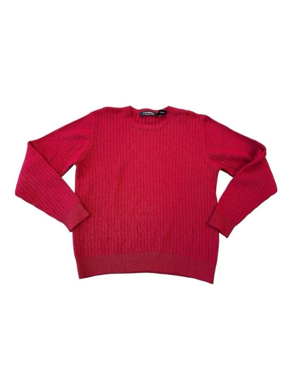 Liz Claiborne Collection Merino Wool Cable Knit Crew Neck Sweater M Red